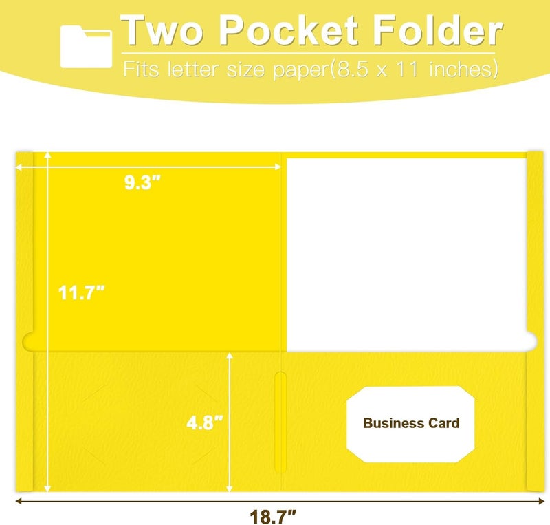 LAYZZ Folders with Pockets, 60 Pack Paper Pocket Folders, 2 Pocket File folders Fits Letter Size Paper, for School Office and Home (Yellow) - Image 2